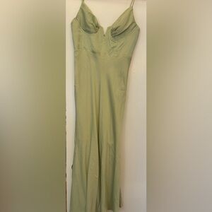Green slip dress